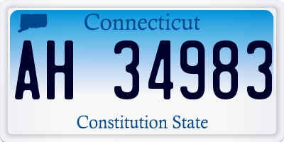 CT license plate AH34983