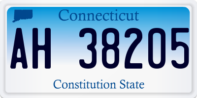 CT license plate AH38205