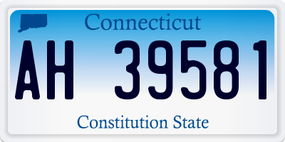 CT license plate AH39581