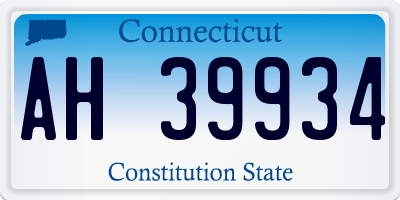 CT license plate AH39934
