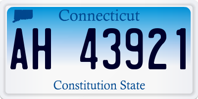 CT license plate AH43921