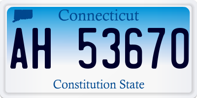 CT license plate AH53670