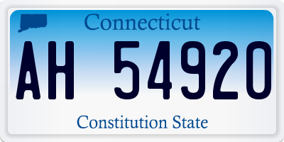 CT license plate AH54920