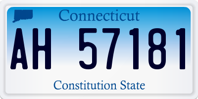 CT license plate AH57181