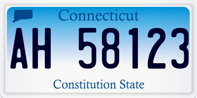 CT license plate AH58123