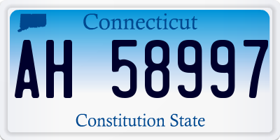 CT license plate AH58997