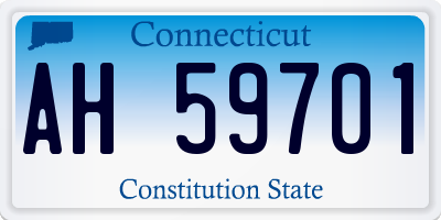 CT license plate AH59701