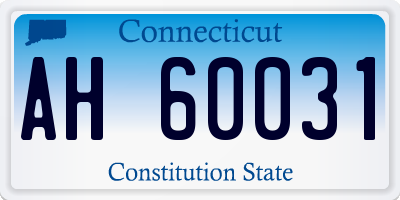 CT license plate AH60031