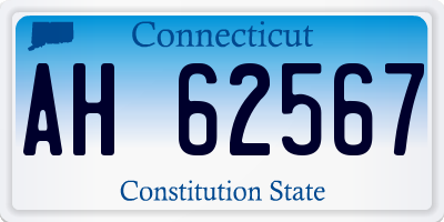 CT license plate AH62567
