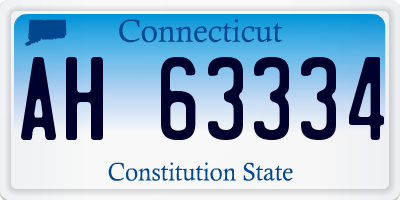 CT license plate AH63334