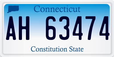 CT license plate AH63474