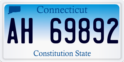 CT license plate AH69892