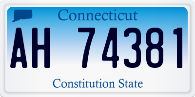 CT license plate AH74381