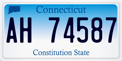 CT license plate AH74587