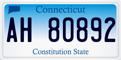 CT license plate AH80892