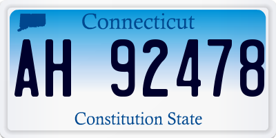 CT license plate AH92478