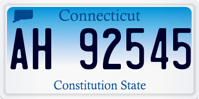 CT license plate AH92545