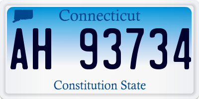 CT license plate AH93734