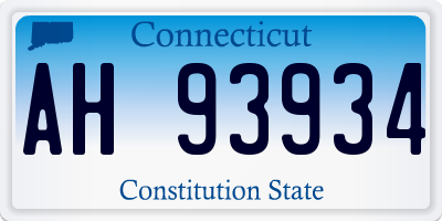 CT license plate AH93934