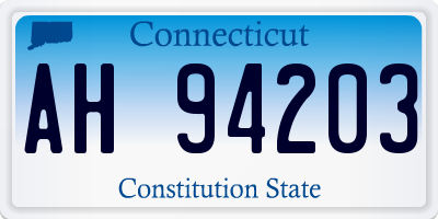 CT license plate AH94203