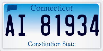 CT license plate AI81934