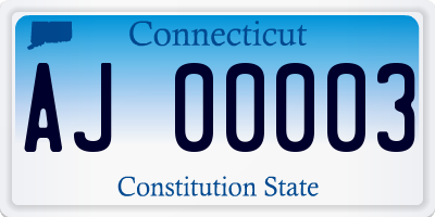 CT license plate AJ00003