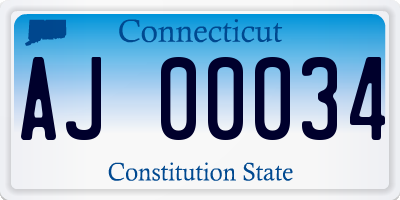 CT license plate AJ00034