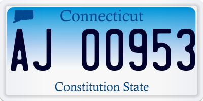 CT license plate AJ00953