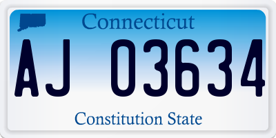 CT license plate AJ03634