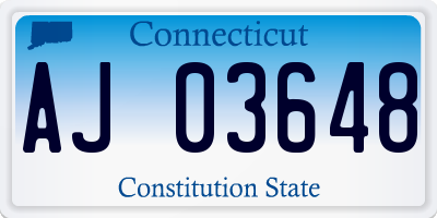 CT license plate AJ03648