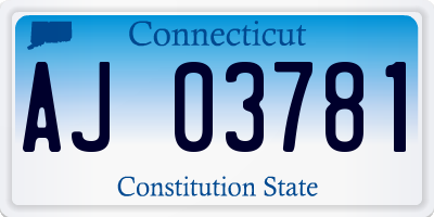 CT license plate AJ03781