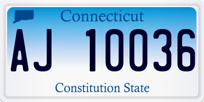 CT license plate AJ10036