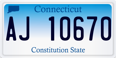 CT license plate AJ10670