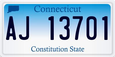 CT license plate AJ13701