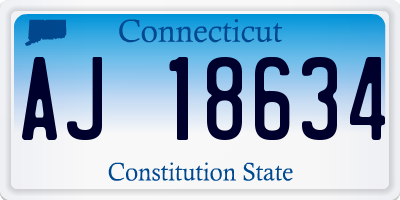 CT license plate AJ18634