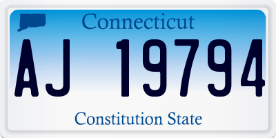 CT license plate AJ19794