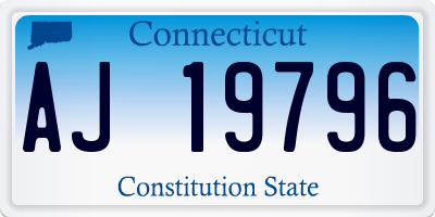 CT license plate AJ19796