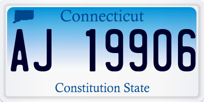 CT license plate AJ19906
