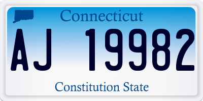 CT license plate AJ19982