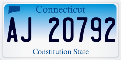 CT license plate AJ20792