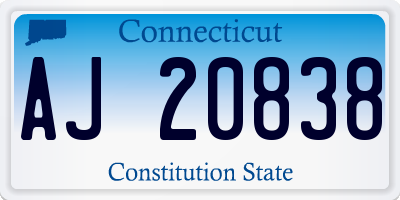 CT license plate AJ20838