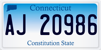 CT license plate AJ20986