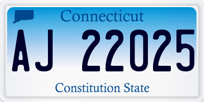 CT license plate AJ22025
