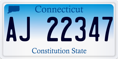 CT license plate AJ22347