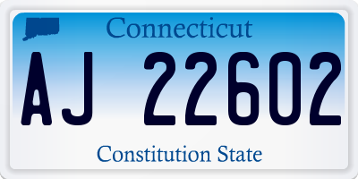 CT license plate AJ22602
