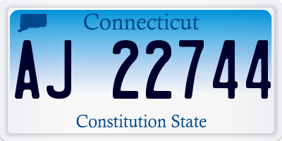 CT license plate AJ22744