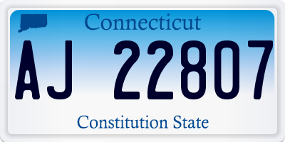 CT license plate AJ22807