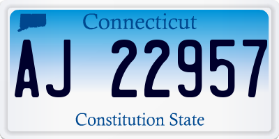 CT license plate AJ22957