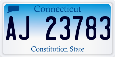 CT license plate AJ23783