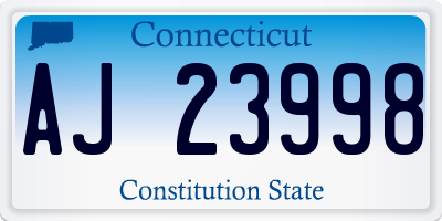 CT license plate AJ23998